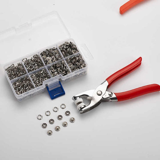 DIY Seamless Metal Snap Button Kit with Fastener Pliers