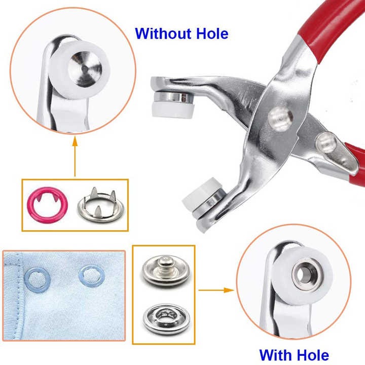 DIY Seamless Metal Snap Button Kit with Fastener Pliers