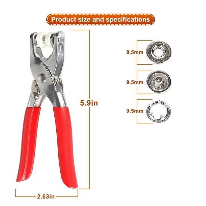 DIY Seamless Metal Snap Button Kit with Fastener Pliers