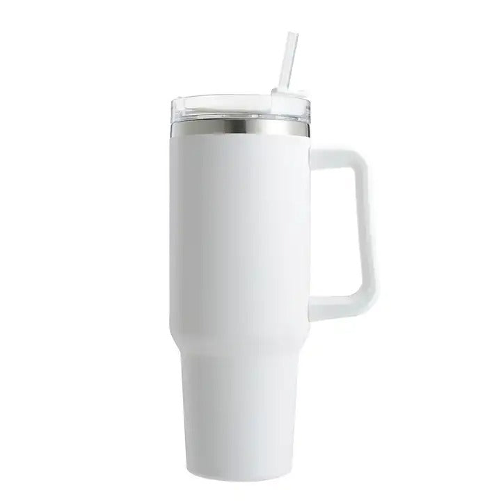 Tumbler with Handle Lid & Straw Perfect for Office, Gym, Travel, or Car Use